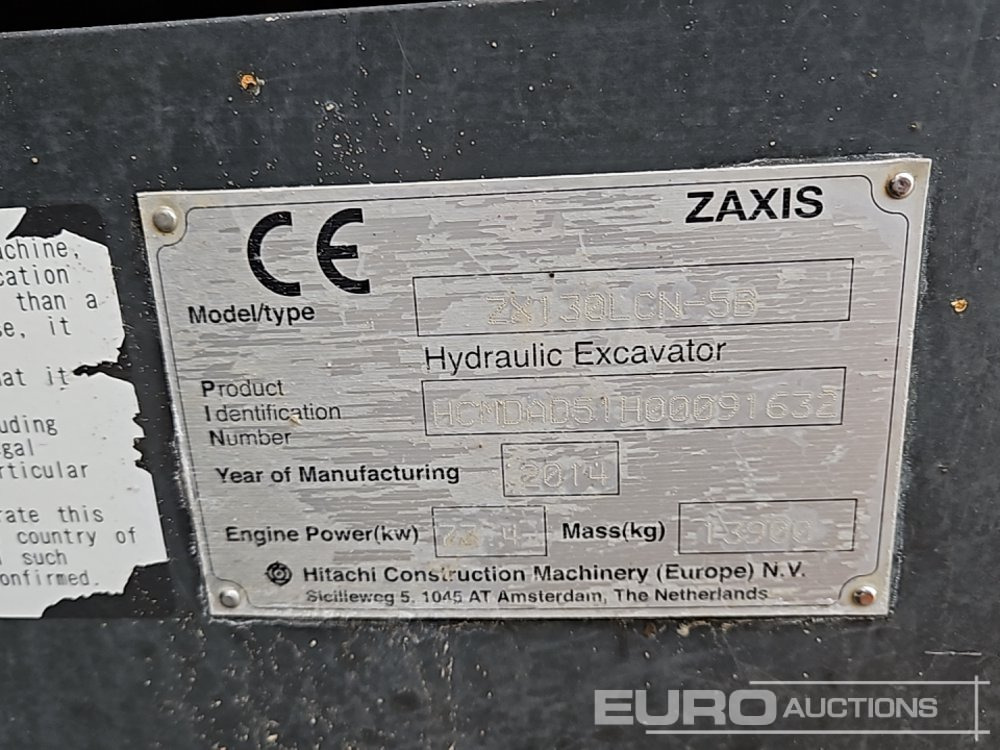 Ekskavator perayap 2014 Hitachi ZX130LCN-5B: gambar 44