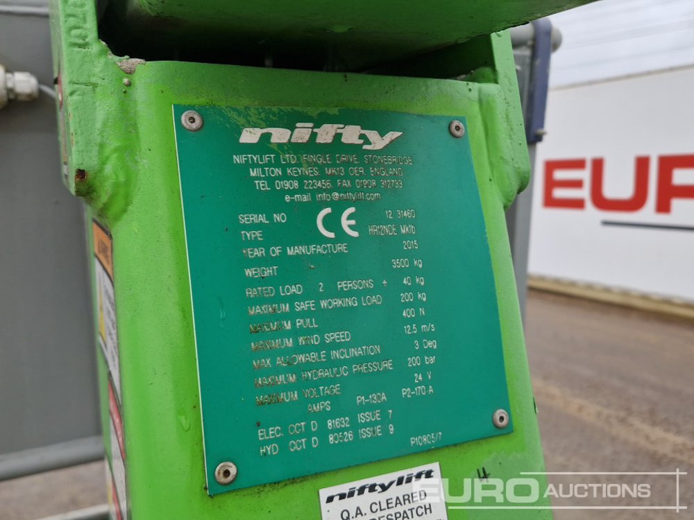 Platform pengangkat 2015 Niftylift HR12NDE MK1B: gambar 42