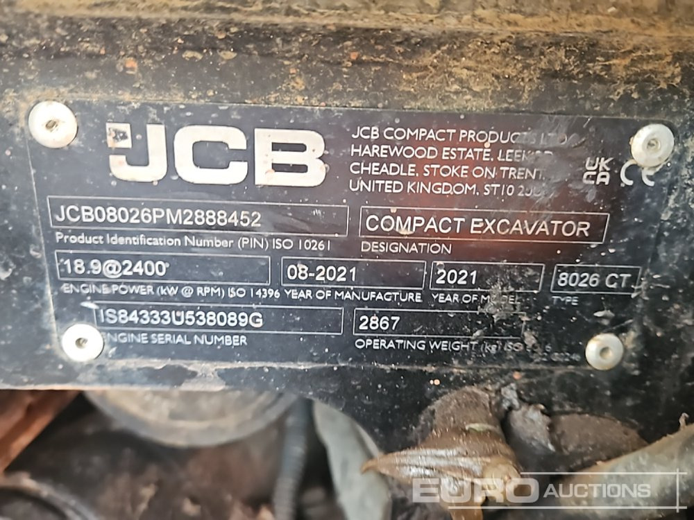 Ekskavator mini 2021 JCB 8026CTS: gambar 46 Ekskavator mini 2021 JCB 8026CTS: gambar 46