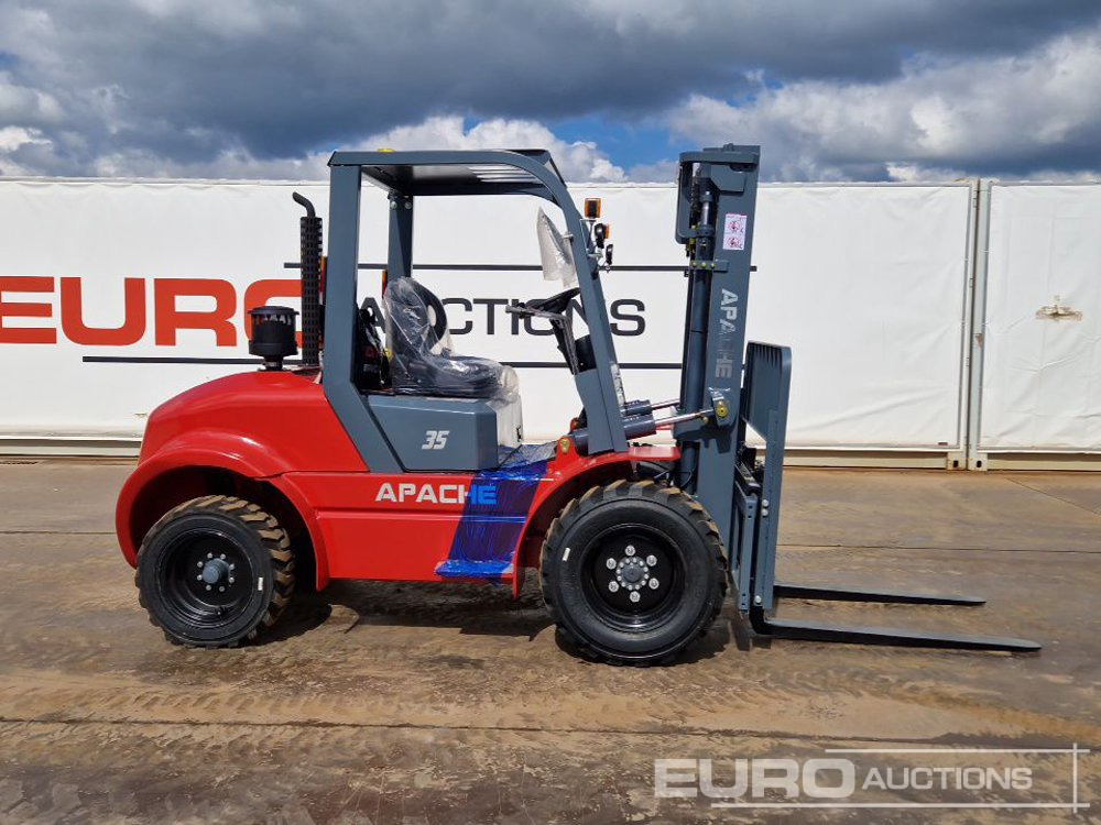 Forklift medan kasar Unused 2025 Apache CPCD35 Diesel Rough Terrain Forklift, 2 Stage Mast, Sideshift: gambar 12