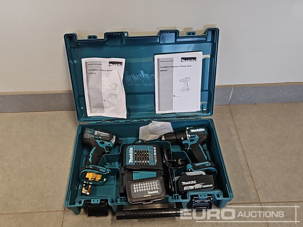 Unused Makita DHP453 18V LXT Combi Dril, Makita DTD152 18V LXT Impact Driver, Battery, Charger, Bit Set - Peralatan bengkel: gambar 2 Unused Makita DHP453 18V LXT Combi Dril, Makita DTD152 18V LXT Impact Driver, Battery, Charger, Bit Set - Peralatan bengkel: gambar 2
