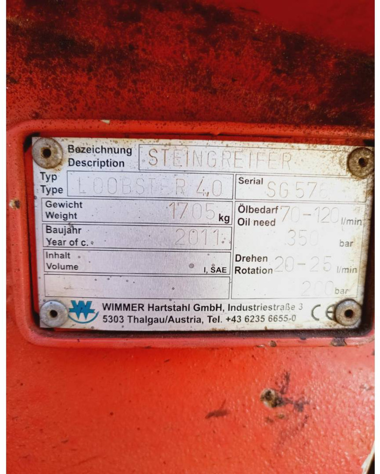 WIMMER HARTSTAHL GMBH LOOBSTER 40:PINCE WIMMER - Grapple: gambar 3 WIMMER HARTSTAHL GMBH LOOBSTER 40:PINCE WIMMER - Grapple: gambar 3