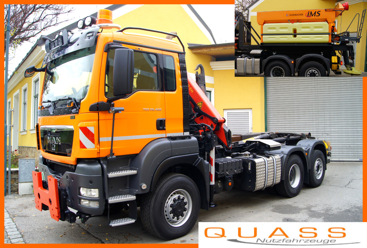 MAN TGS 28.400 BL 6x4-4/TÜV/PK12002/PALIFT/Winterdienst/Salzstreuer/Streuer/Schneepflug - Truk bajak salju: gambar 1 MAN TGS 28.400 BL 6x4-4/TÜV/PK12002/PALIFT/Winterdienst/Salzstreuer/Streuer/Schneepflug - Truk bajak salju: gambar 1