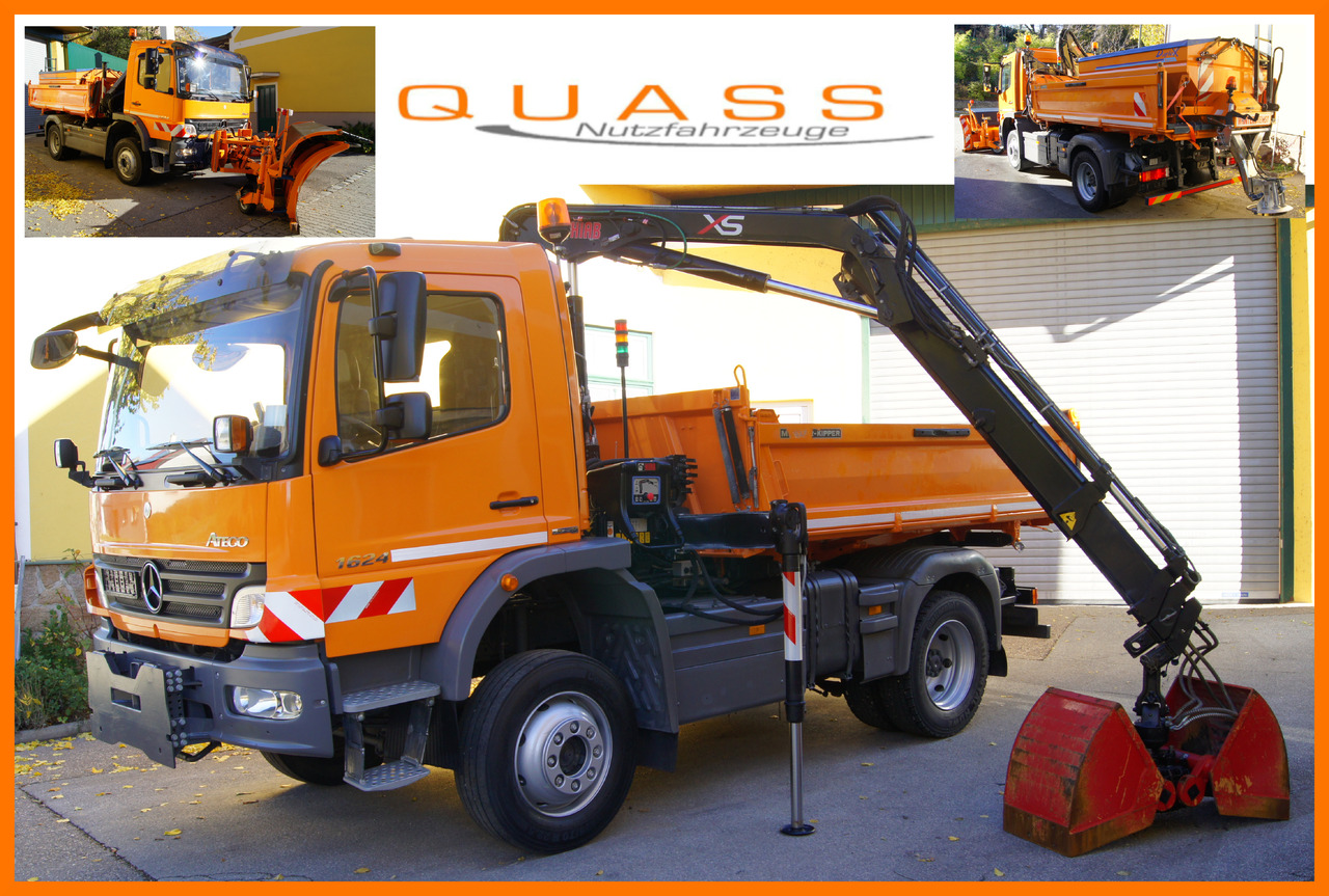MERCEDES-BENZ ATEGO 1624 4x4/TÜV/Euro 5/HIAB/MEILLER/Winterdienst/Streuer/Schneepflug - Truk derek: gambar 1 MERCEDES-BENZ ATEGO 1624 4x4/TÜV/Euro 5/HIAB/MEILLER/Winterdienst/Streuer/Schneepflug - Truk derek: gambar 1