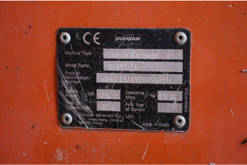 Ekskavator perayap Doosan DX235LCR: gambar 16