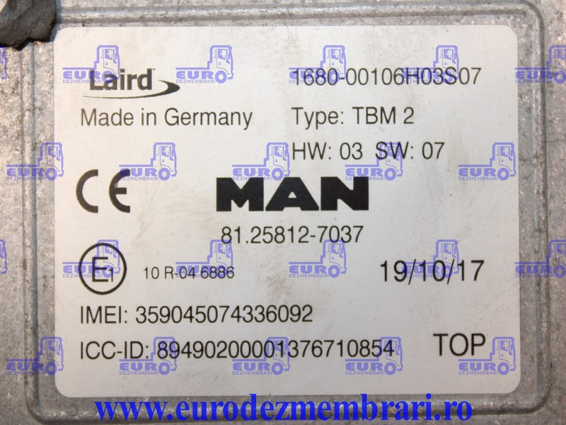 CALCULATOR TELEMATIC TBM2 MAN TGX 81.25812.7037, 81.25812.7038 - ECU untuk Truk: gambar 3 CALCULATOR TELEMATIC TBM2 MAN TGX 81.25812.7037, 81.25812.7038 - ECU untuk Truk: gambar 3