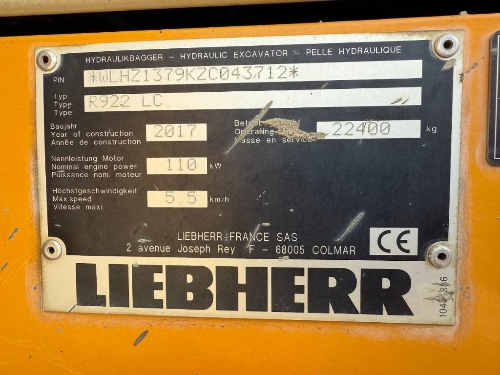 Liebherr R 922 LC  - Ekskavator perayap: gambar 2 Liebherr R 922 LC  - Ekskavator perayap: gambar 2