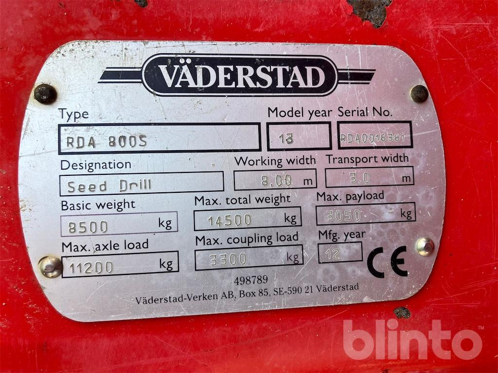 Väderstad Rapid RDA 800 S (2013) - Peralatan lainnya: gambar 5 Väderstad Rapid RDA 800 S (2013) - Peralatan lainnya: gambar 5