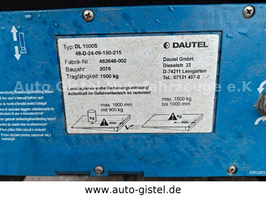 Truk dengan terpal samping Mercedes-Benz Antos 1833 4x2 BL*Dautel DL1500s Hebebühne: gambar 11