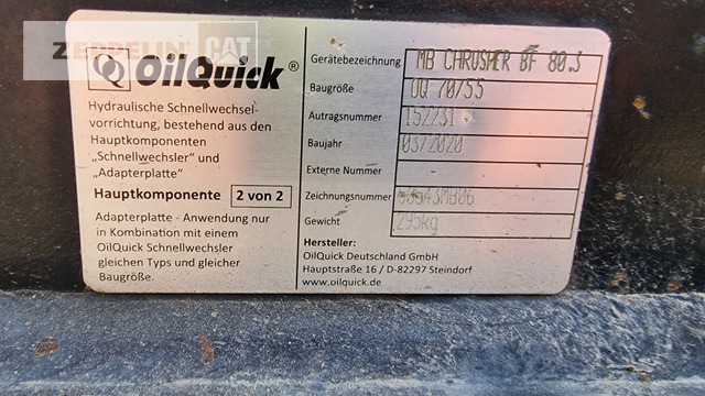 Oilquick Deutschland GmbH Kopfplatte OQ70/55 - Lampiran untuk Peralatan konstruksi: gambar 2 Oilquick Deutschland GmbH Kopfplatte OQ70/55 - Lampiran untuk Peralatan konstruksi: gambar 2