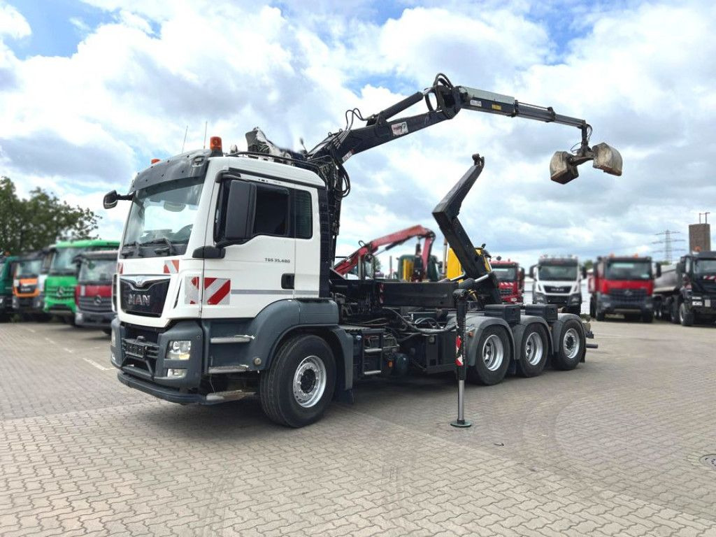 MAN TG-S 35.480 8x4 BL Abrollkipper mit Kran Penz-15 - Hook lift, Truk derek: gambar 1 MAN TG-S 35.480 8x4 BL Abrollkipper mit Kran Penz-15 - Hook lift, Truk derek: gambar 1
