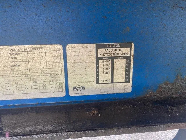 Pacton schuifzeil, 3 asser, SAF , luchtvering, trommelremmen - Semi-trailer dengan terpal samping: gambar 4 Pacton schuifzeil, 3 asser, SAF , luchtvering, trommelremmen - Semi-trailer dengan terpal samping: gambar 4